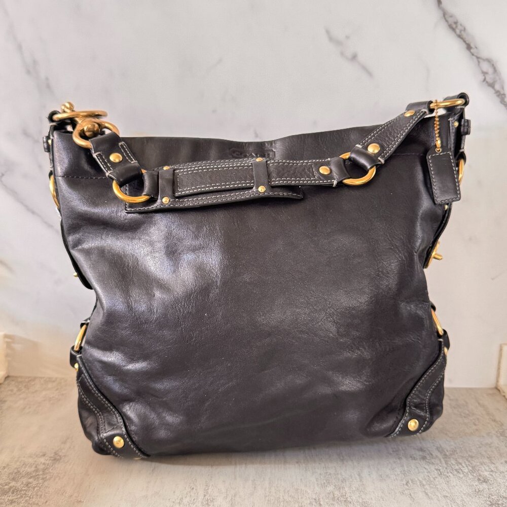 Vintage Coach Black Leather Shoulder Bag